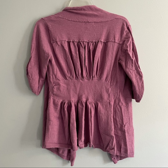 Mauve Cropped-Sleeve Cardigan M - Picture 2 of 4